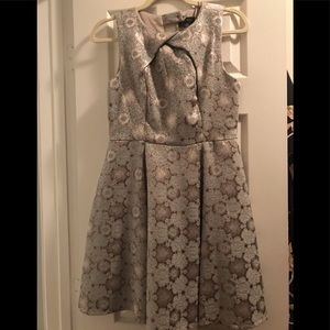 Beautiful blue & brown flare and flattering dress